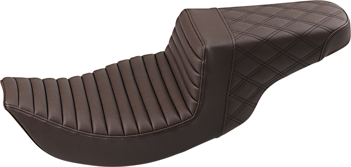 SADDLEMEN Step-Up Seat - Front Tuck-n-Roll/Rear Lattice Stitch - Brown 897-06-176BR