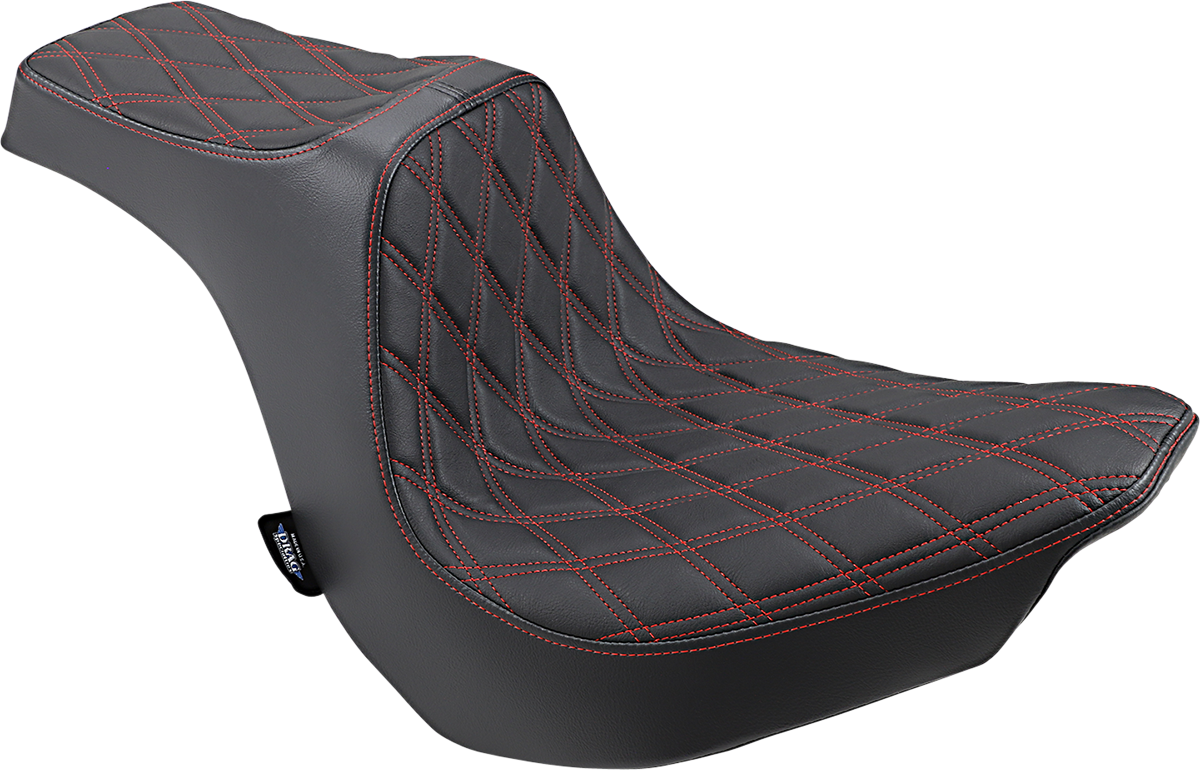 DRAG SPECIALTIES Predator III Seat - Double Diamond - Red Stitching - FLFB/S '18-'22 0802-1190