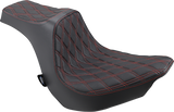 DRAG SPECIALTIES Predator III Seat - Double Diamond - Red Stitching - FLFB/S '18-'22 0802-1190