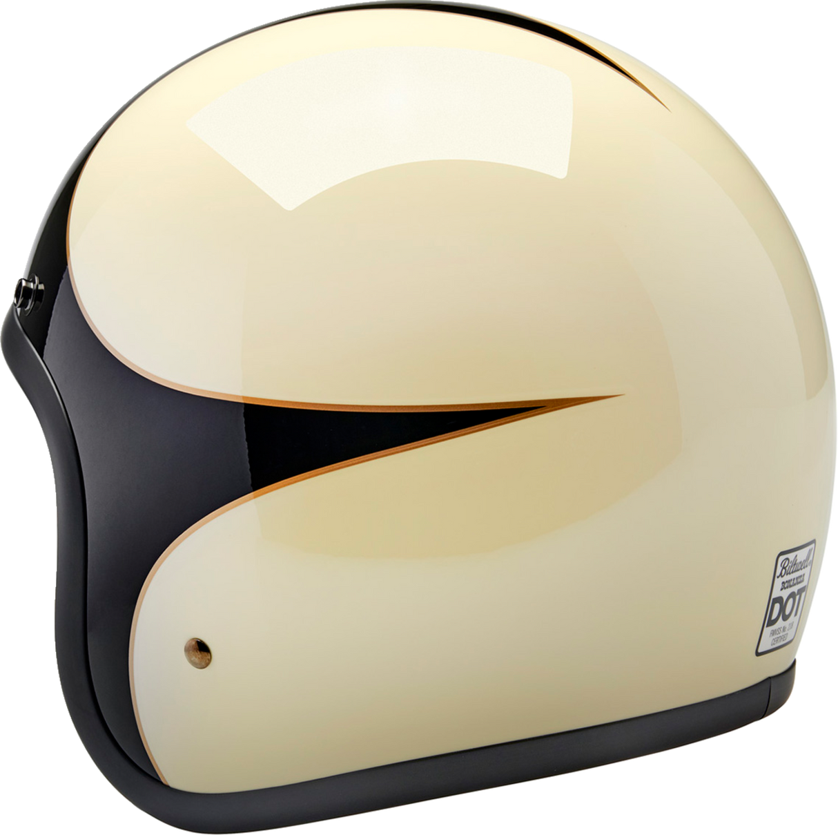 BILTWELL Bonanza Motorcycle Helmet - Gloss Vintage White/Black Scallop - XS 1001-559-201