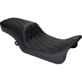 DRAG SPECIALTIES Predator 2Up Seat - Vinyl - Double Diamond Black Stitch - FLH '08-'23 0801-1490