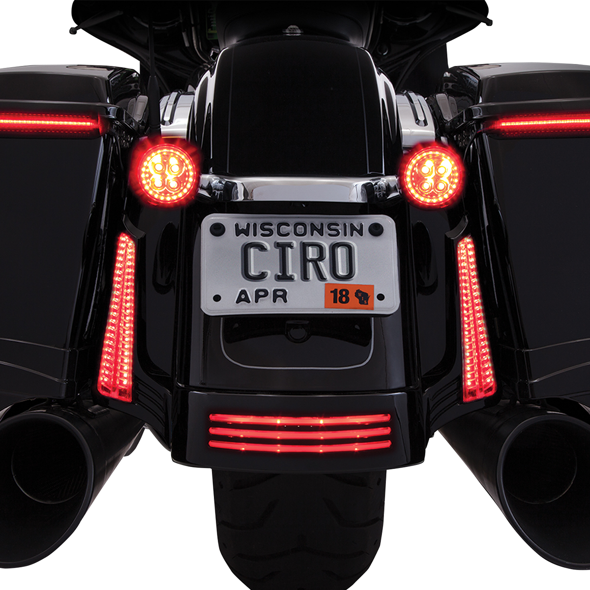 CIRO Rear Signal Light Inserts - Chrome - Red Lens 45401