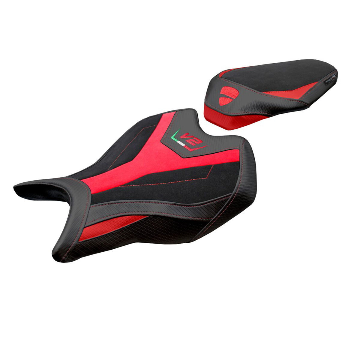 Ducati Panigale V2 2025 Seat Cover Tappezzeria Velvet Red Black