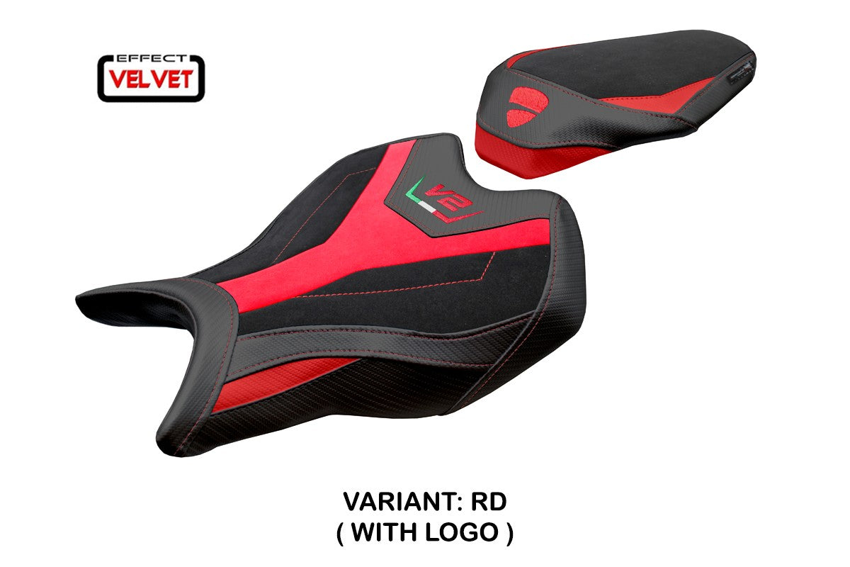 Ducati Panigale V2 2025 Seat Cover Tappezzeria Velvet Red Black
