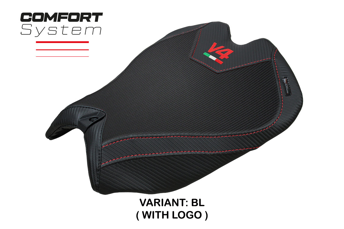 Ducati Panigale V4 2025 Seat Cover Tappezzeria Comfort Black V4 Logo