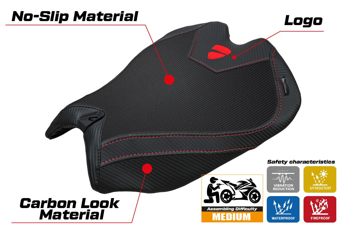Ducati Panigale V4 2025 Seat Cover Tappezzeria Black Logo Ducati