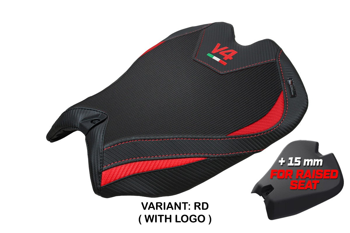 Ducati Panigale V4 2025 Seat Cover Tappezzeria Red Black Logo V4