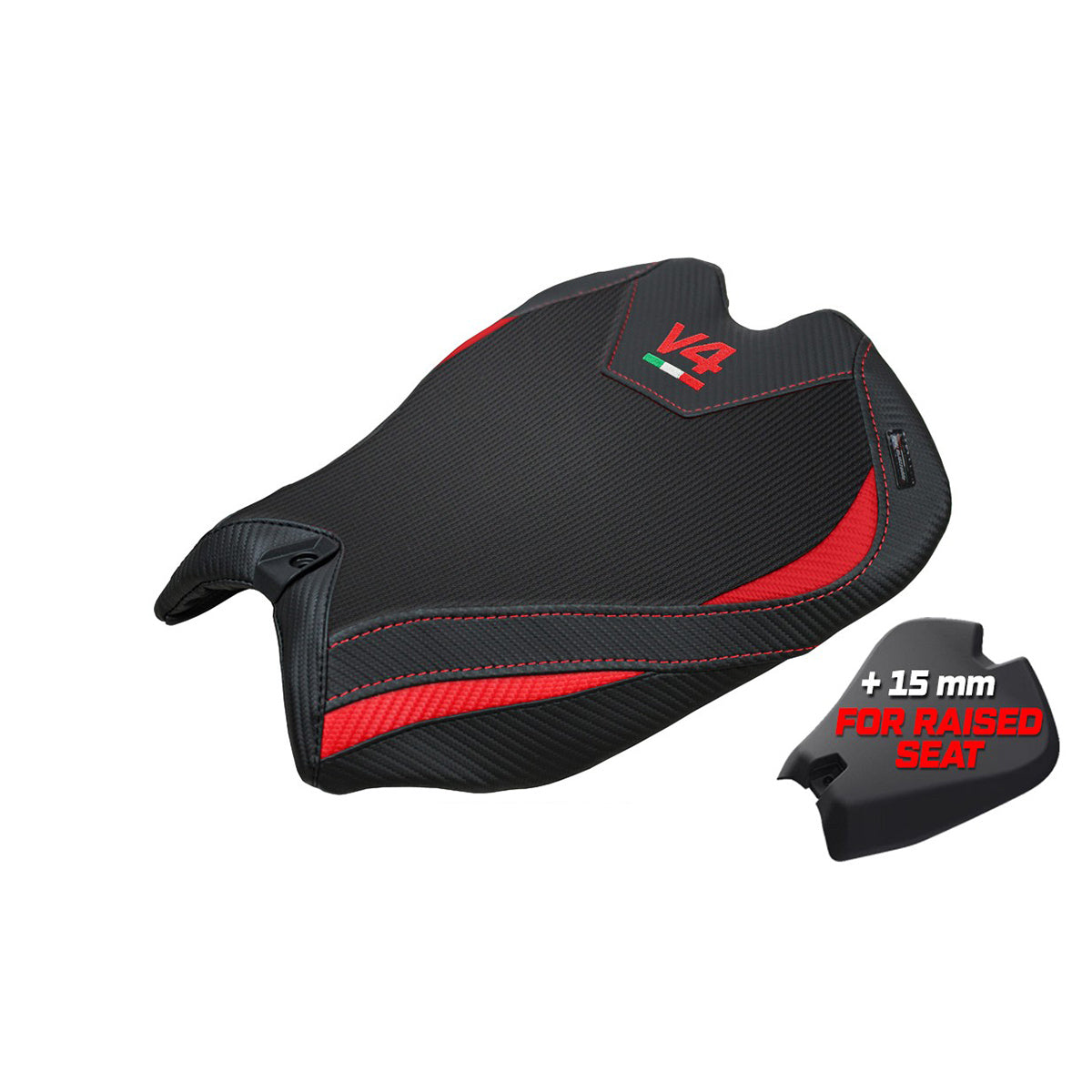 Ducati Panigale V4 2025 Seat Cover Tappezzeria Comfort Red Black Logo V4