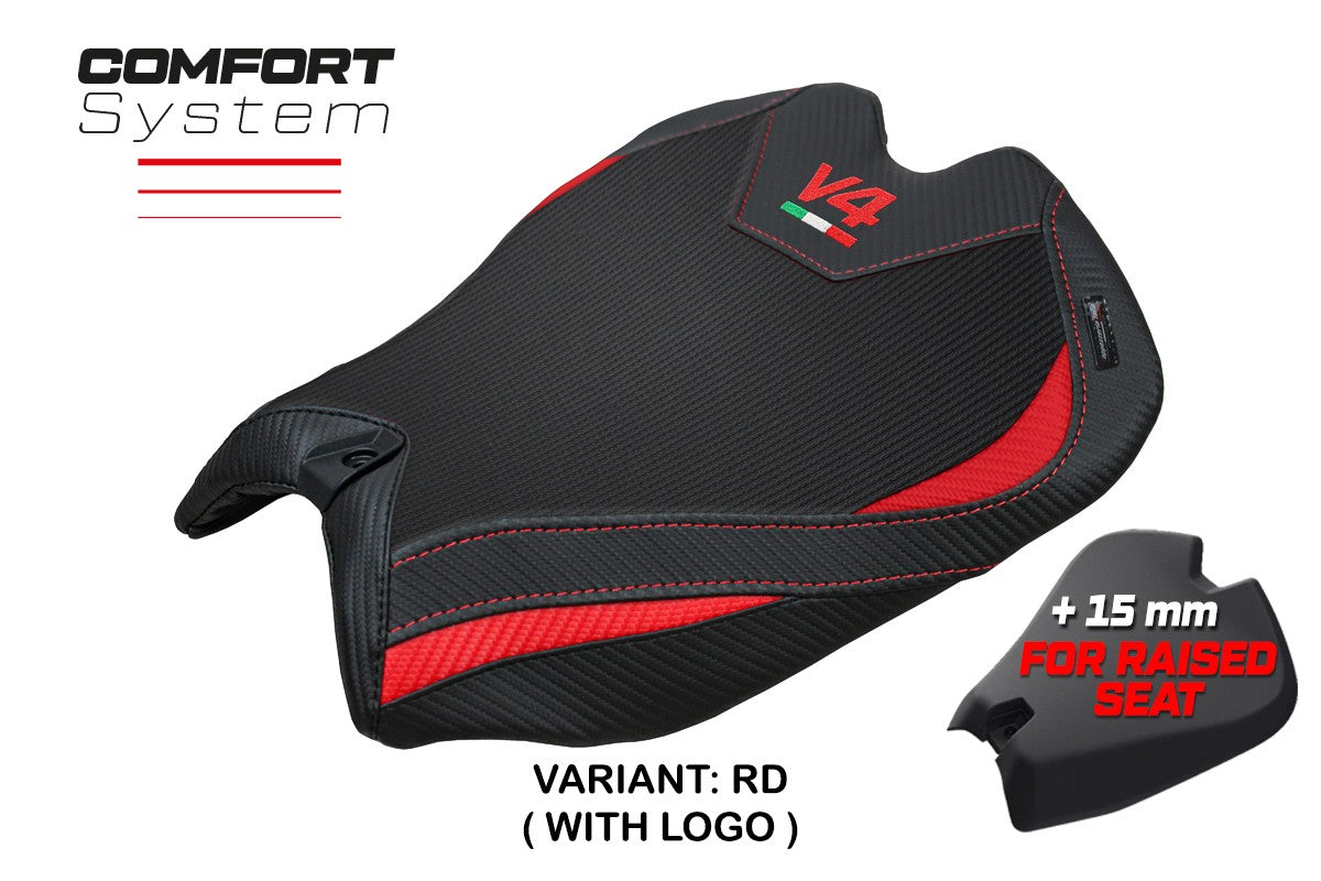 Ducati Panigale V4 2025 Seat Cover Tappezzeria Comfort Red Black Logo V4