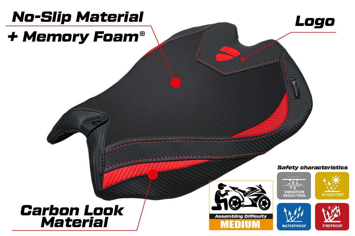 Ducati Panigale V4 2025 Seat Cover Tappezzeria Comfort Red Black Logo Ducati