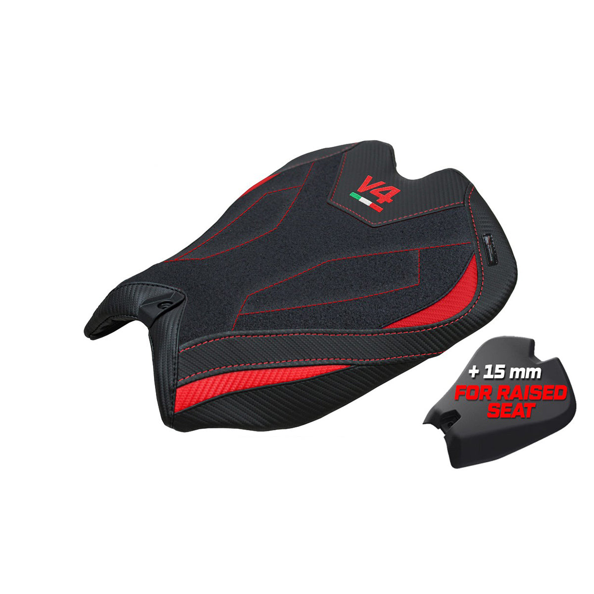 Ducati Panigale V4 2025 Seat Cover Tappezzeria Ultragrip Red Black Logo V4