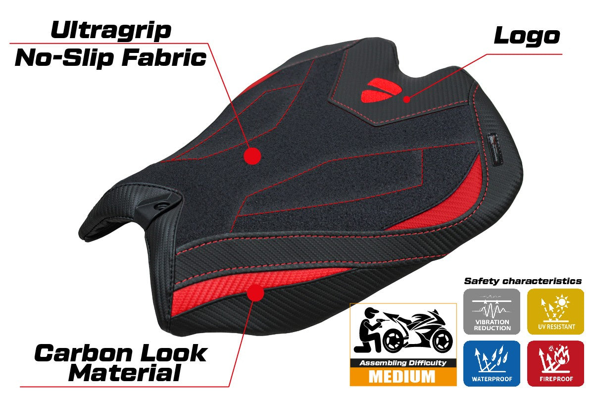 Ducati Panigale V4 2025 Seat Cover Tappezzeria Ultragrip Red Black Logo Ducati