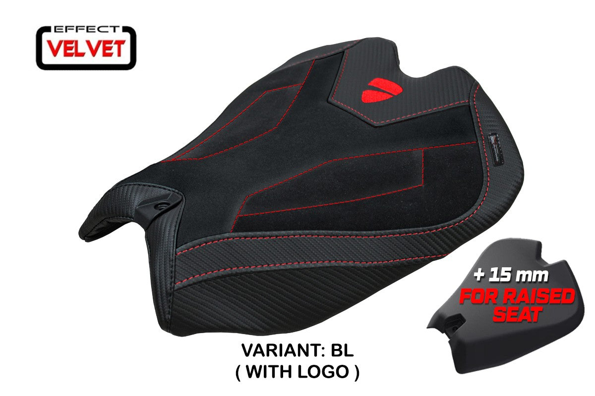 Ducati Panigale V4 2025 Seat Cover Tappezzeria Velvet Black Logo Ducati