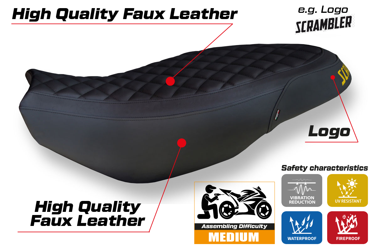 Ducati Scrambler 400 800 1100 Seat Cover Tappezzeria 2015-2023 Vintage Black