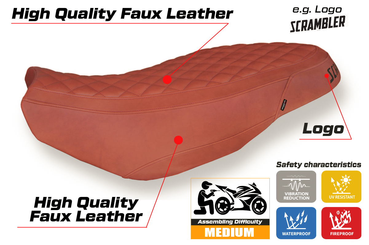 Ducati Scrambler 400 800 1100 Seat Cover Tappezzeria 2015-2023 Vintage Brick