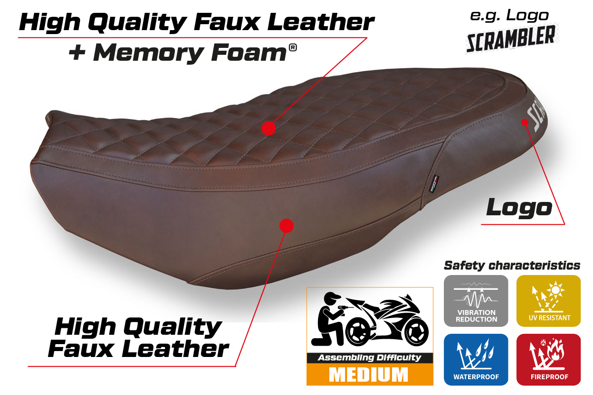 Ducati Scrambler 400 800 1100 Seat Cover Tappezzeria 2015-2023 Comfort Brown