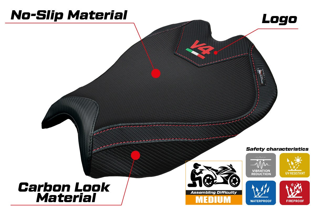 Ducati streetfighter V4 2025 Seat Cover Tappezzeria Black Logo V4