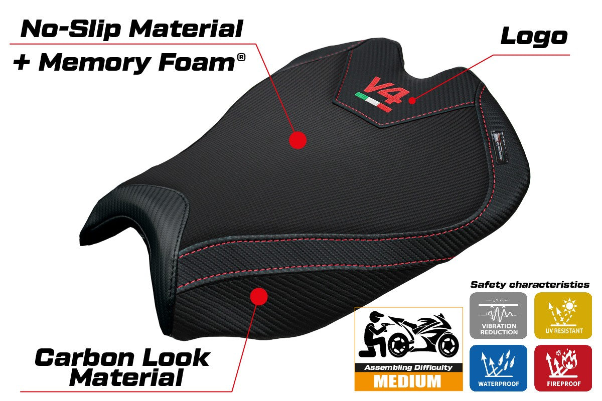 Ducati streetfighter V4 2025 Seat Cover Tappezzeria Comfort Black Logo V4