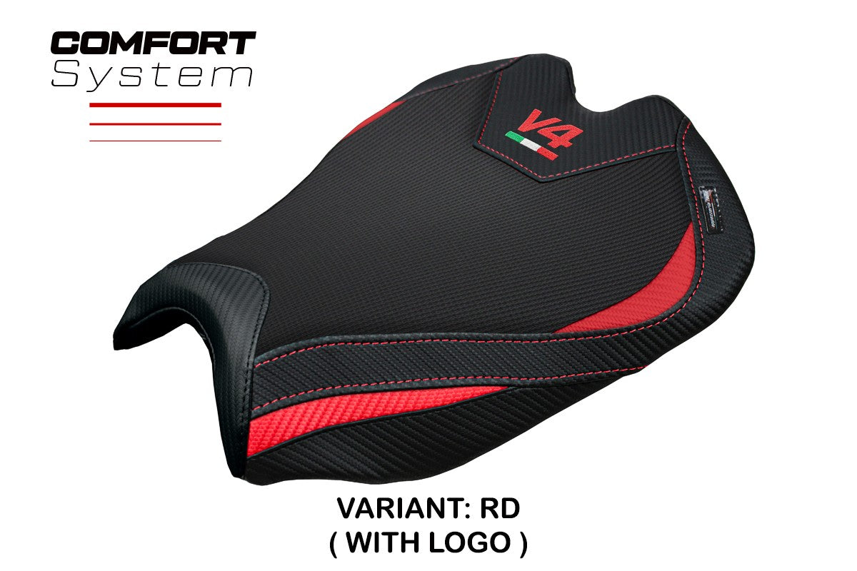 Ducati streetfighter V4 2025 Seat Cover Tappezzeria Comfort Red Black Logo V4