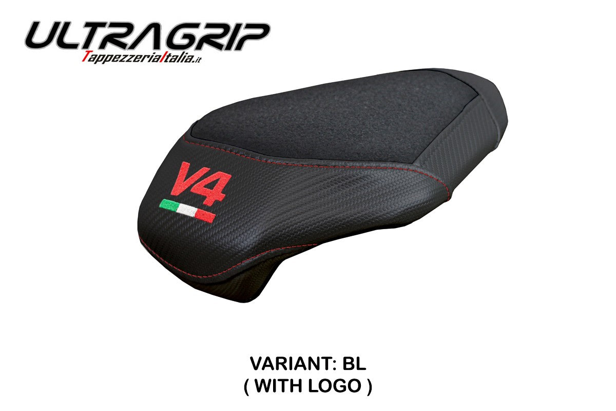 Ducati streetfighter V4 2025 Rear Seat Cover Tappezzeria Ultragrip Black Logo V4