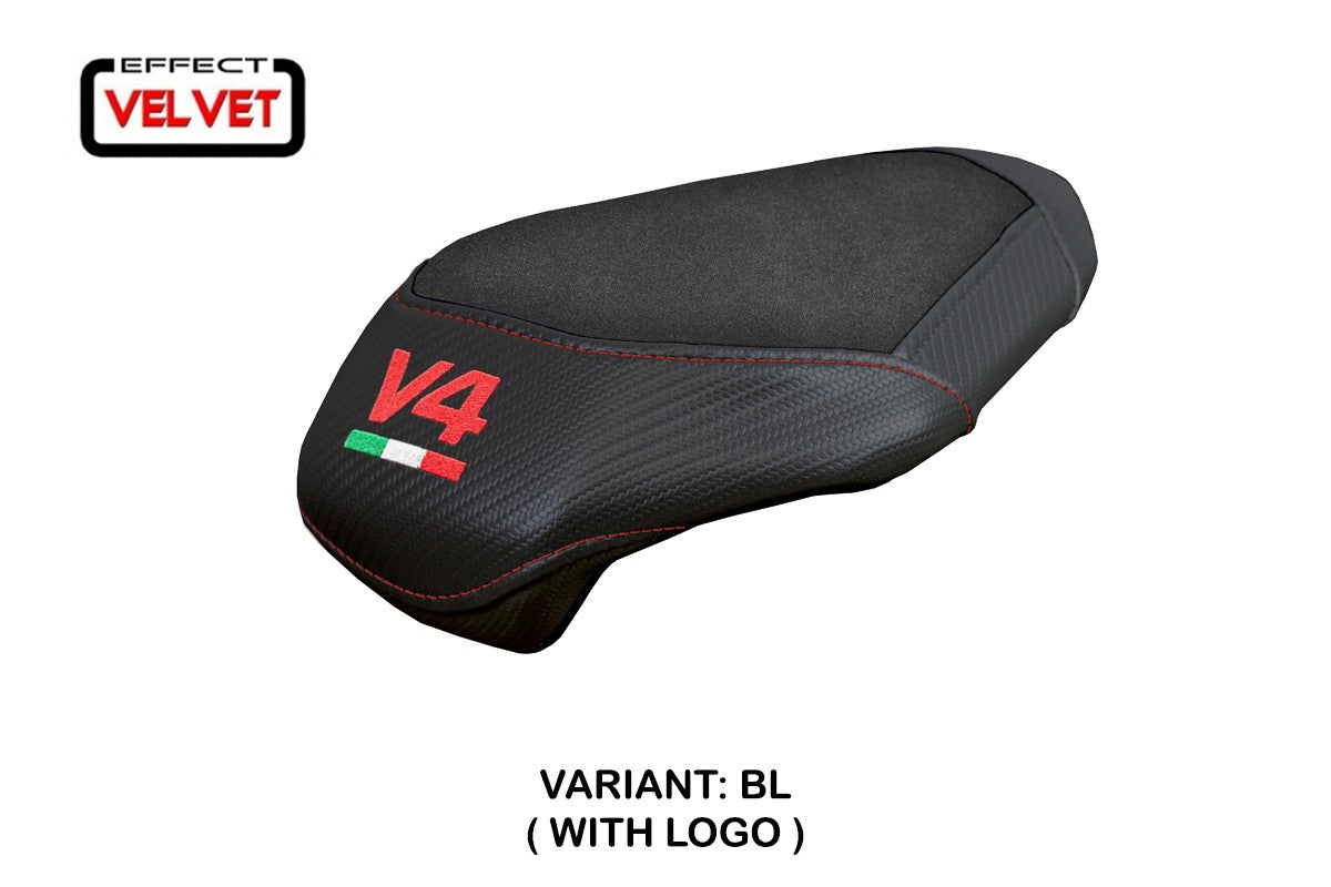 Ducati streetfighter V4 2025 Rear Seat Cover Tappezzeria Velvet Black Logo V4