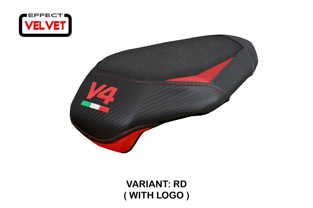 Ducati streetfighter V4 2025 Rear Seat Cover Tappezzeria Velvet Red Logo V4