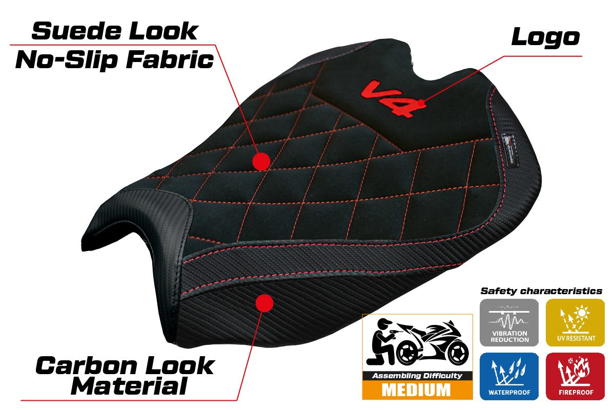 Ducati streetfighter V4 2025 Seat Cover Tappezzeria Black SE Logo V4