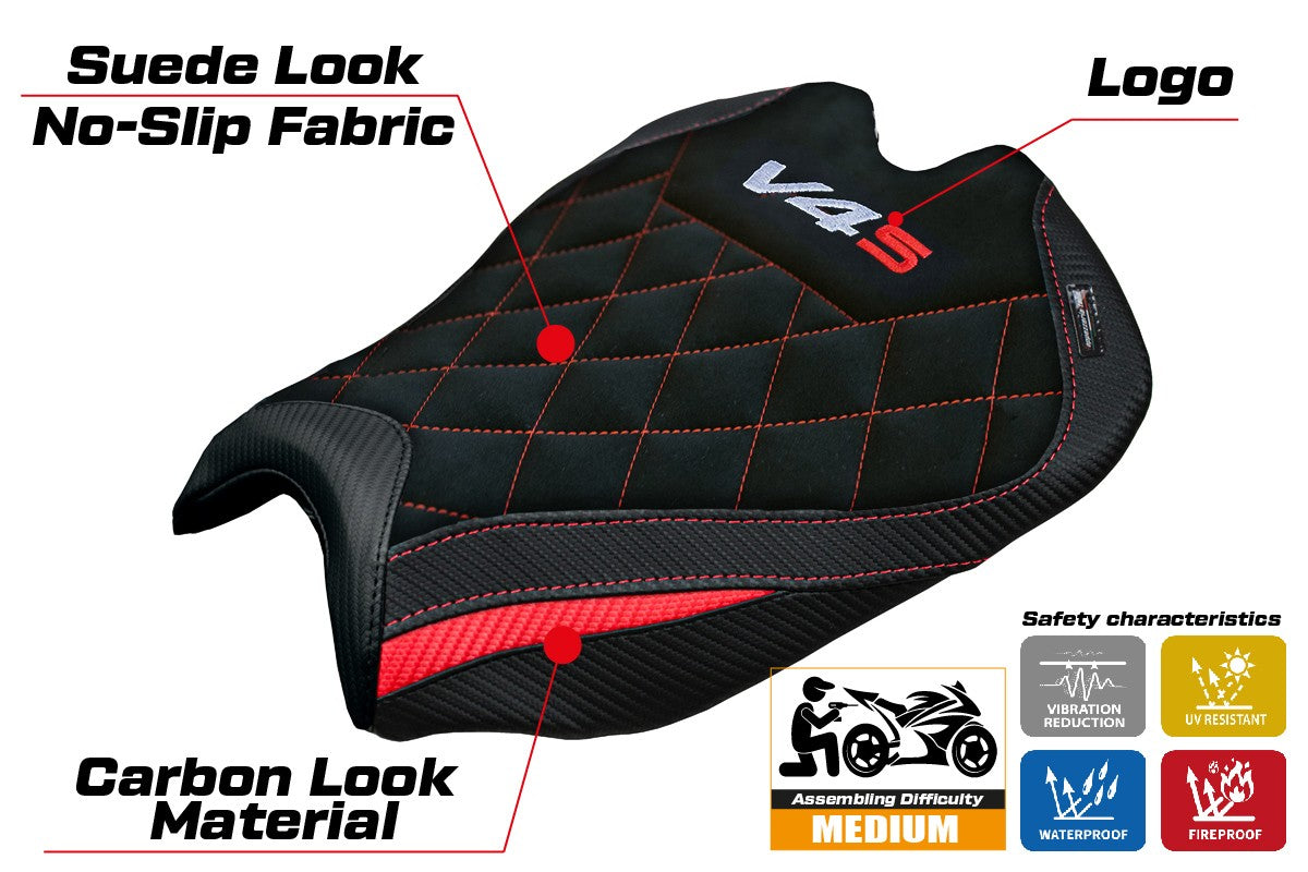 Ducati streetfighter V4 2025 Seat Cover Tappezzeria Red Black SE Logo V4S