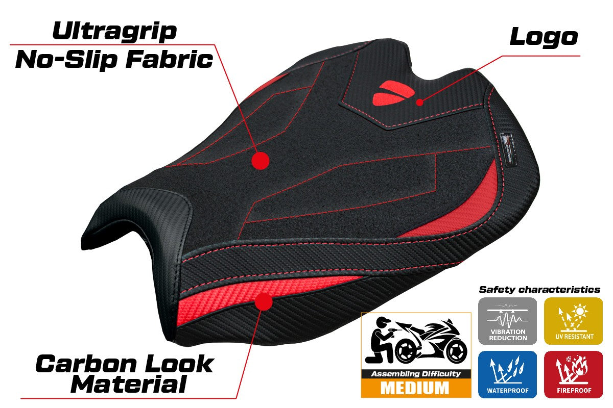 Ducati streetfighter V4 2025 Seat Cover Tappezzeria Ultragrip Red Black