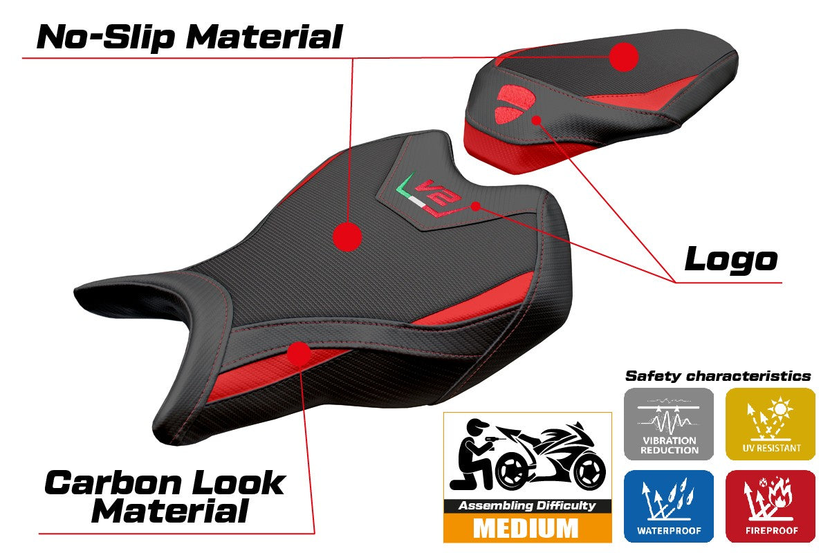 Ducati Streetfighter V2 2025 Seat Cover Tappezzeria Red Black