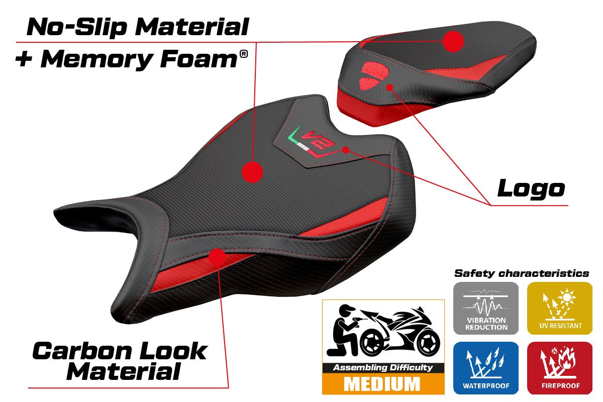 Ducati Streetfighter V2 2025 Seat Cover Tappezzeria Comfort Red Black