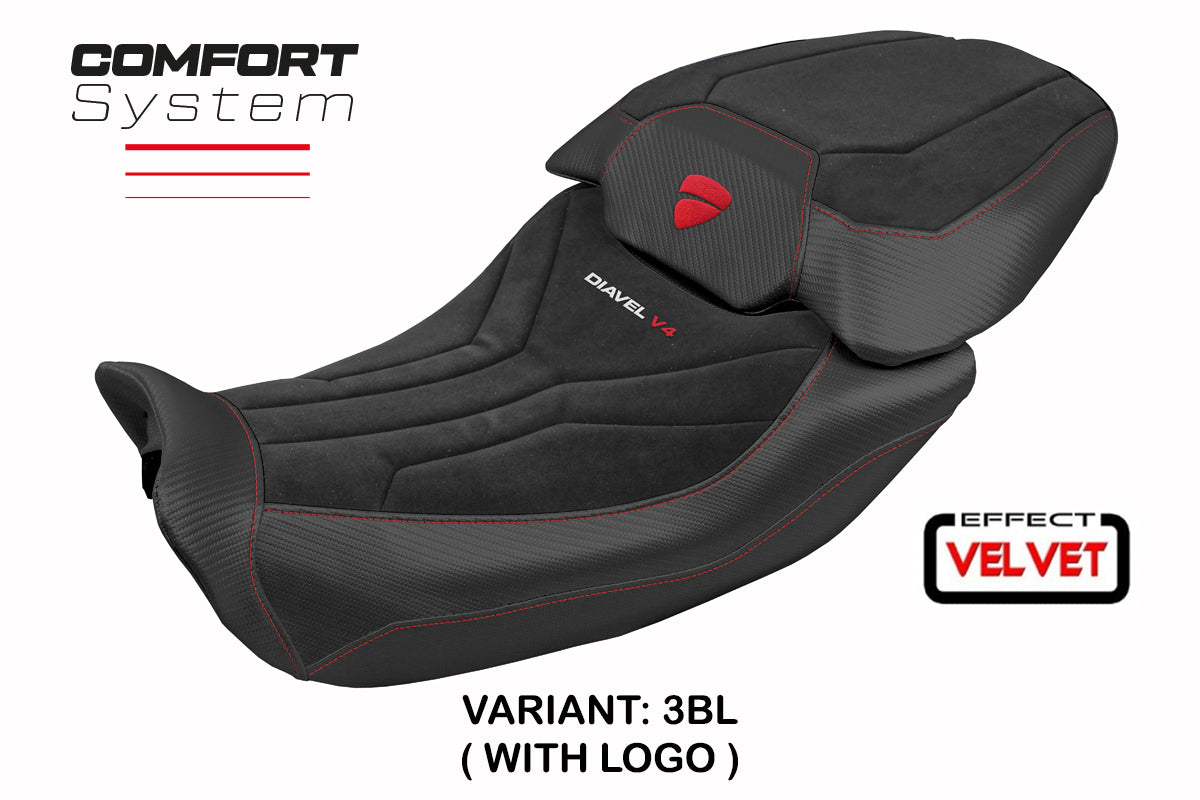 Ducati Diavel V4 Seat Cover Tappezzeria 2023 Diablo Comfort Velvet Silver Black