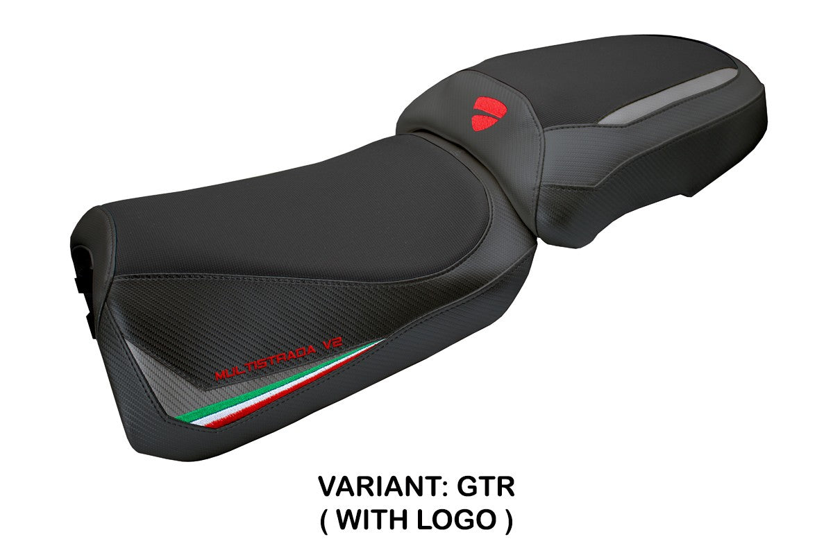 Ducati Multistada V2 2025 Seat Cover Tappezzeria Grey italian Flag Black