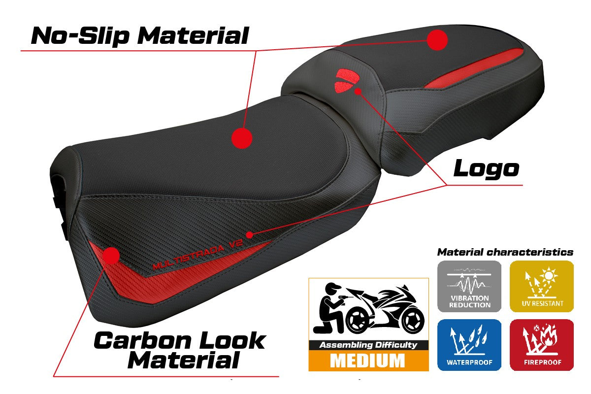Ducati Multistada V2 2025 Seat Cover Tappezzeria Red Black