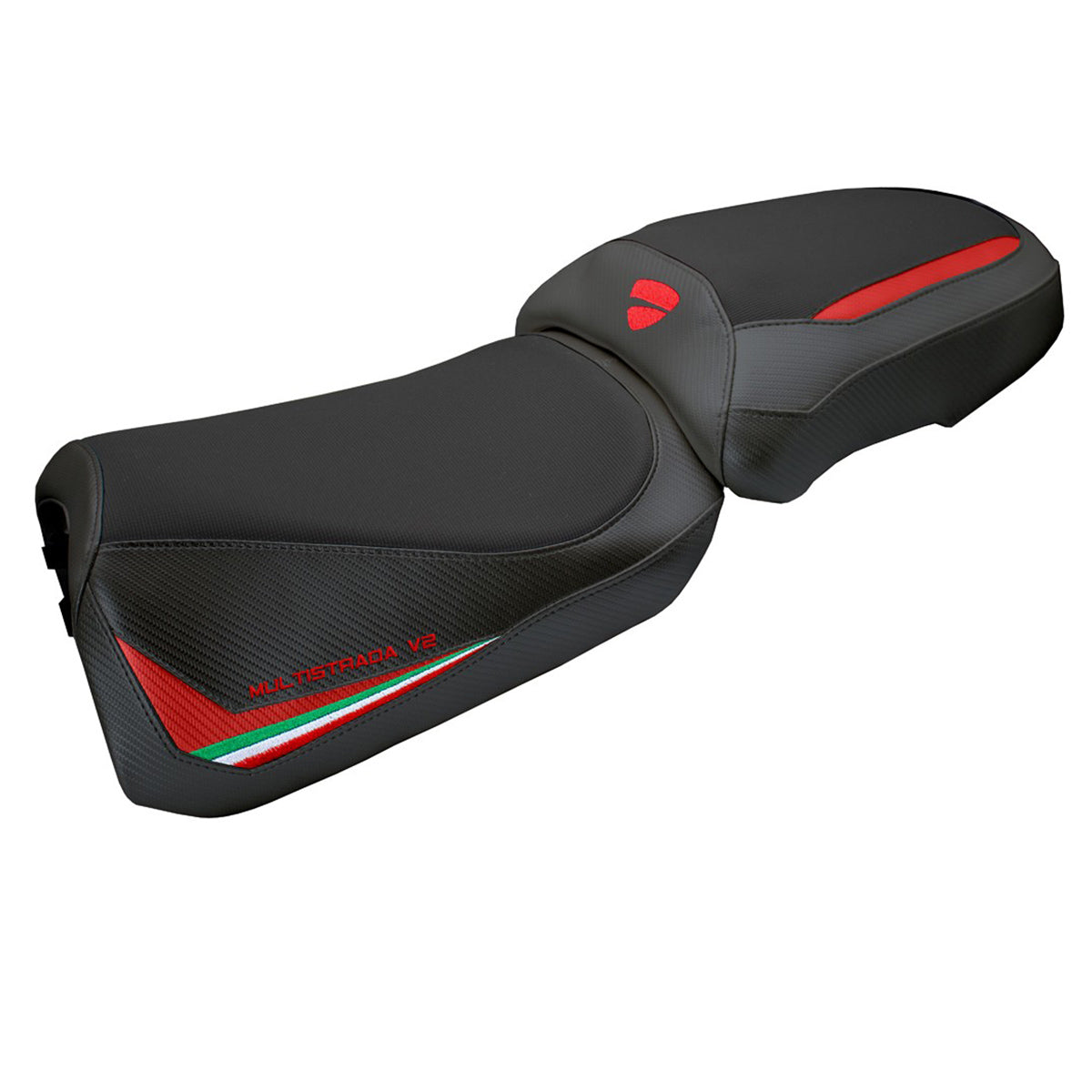 Ducati Multistada V2 2025 Seat Cover Tappezzeria Red Italian Flag Black