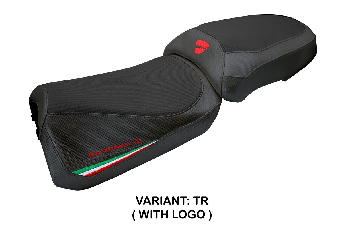 Ducati Multistada V2 2025 Seat Cover Tappezzeria Italian Flag Black