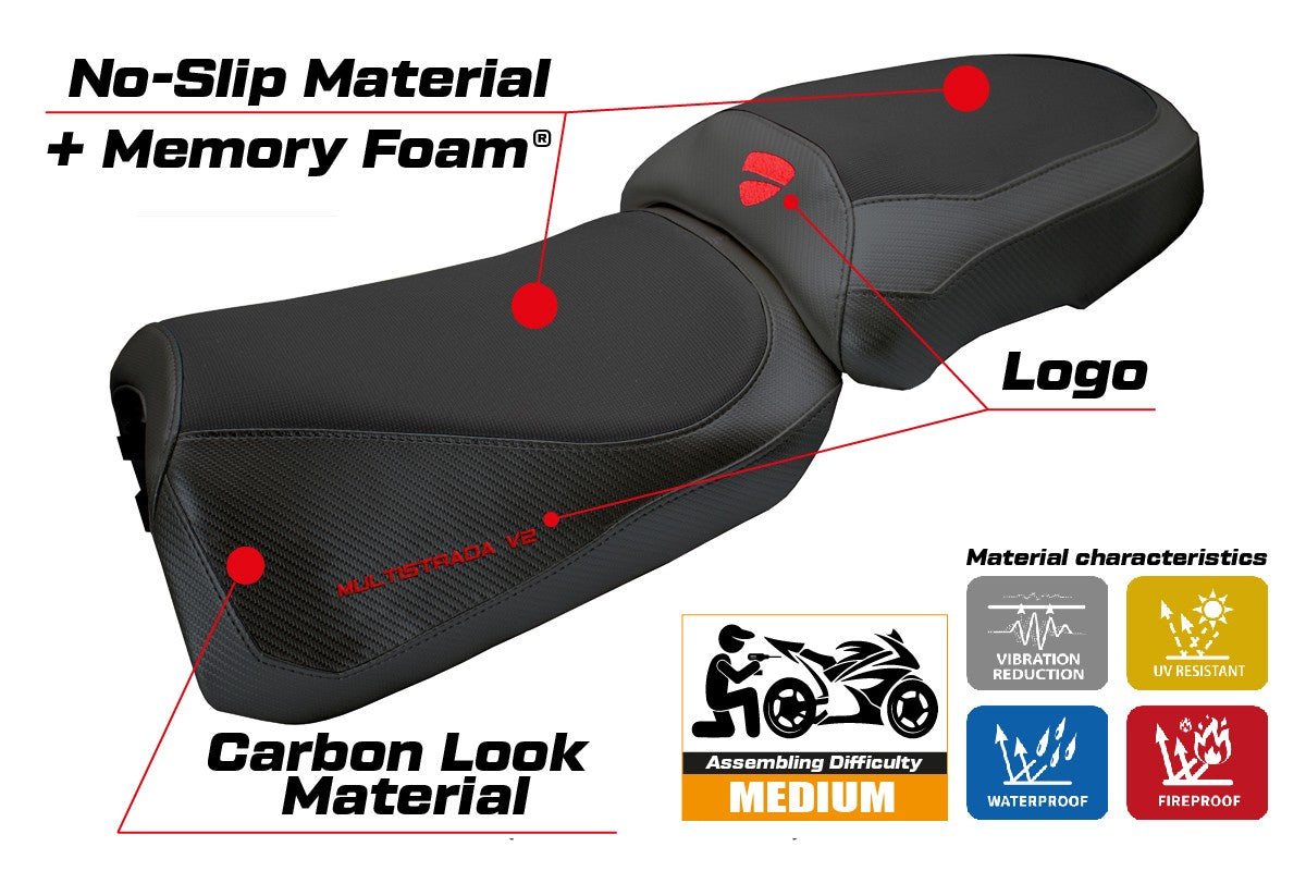 Ducati Multistada V2 2025 Seat Cover Tappezzeria heating Comfort Black