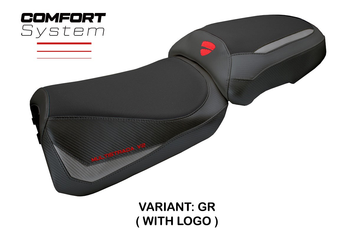 Ducati Multistada V2 2025 Seat Cover Tappezzeria Comfort Grey Black