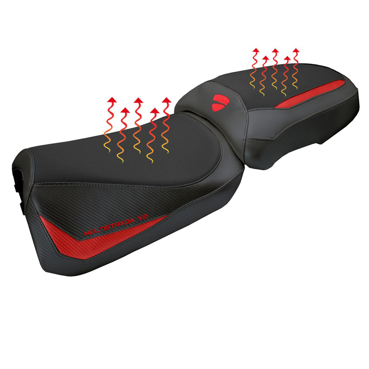 Ducati Multistada V2 2025 Seat Cover Tappezzeria heating Comfort Red Black