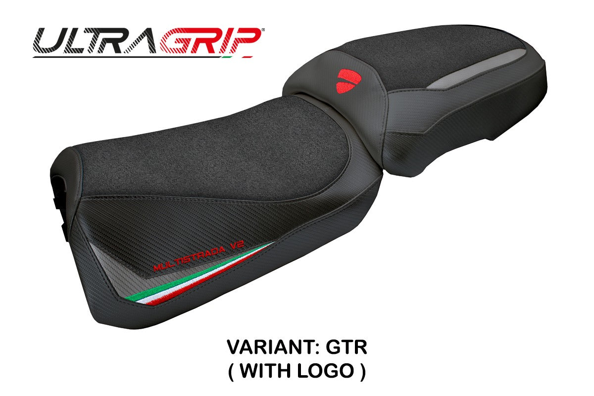 Ducati Multistada V2 2025 Seat Cover Tappezzeria Ultragrip Grey Italian Flag