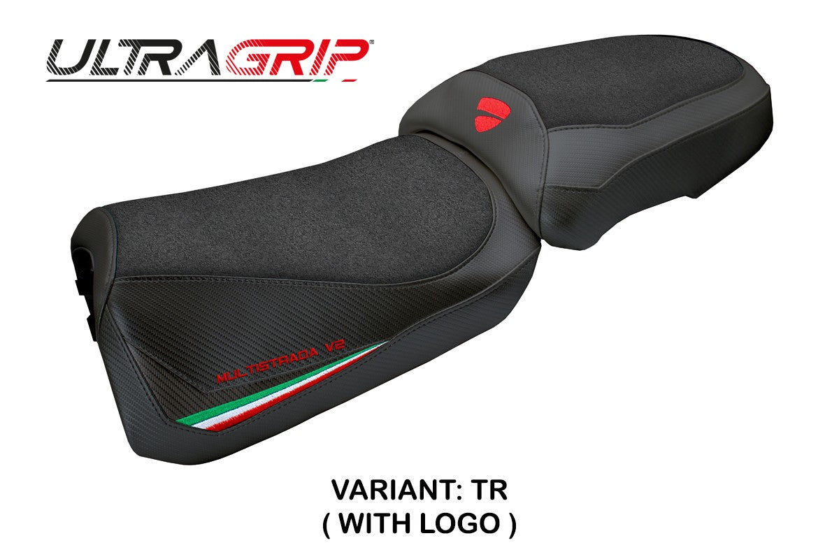 Ducati Multistada V2 2025 Seat Cover Tappezzeria Ultragrip Italian Flag Black
