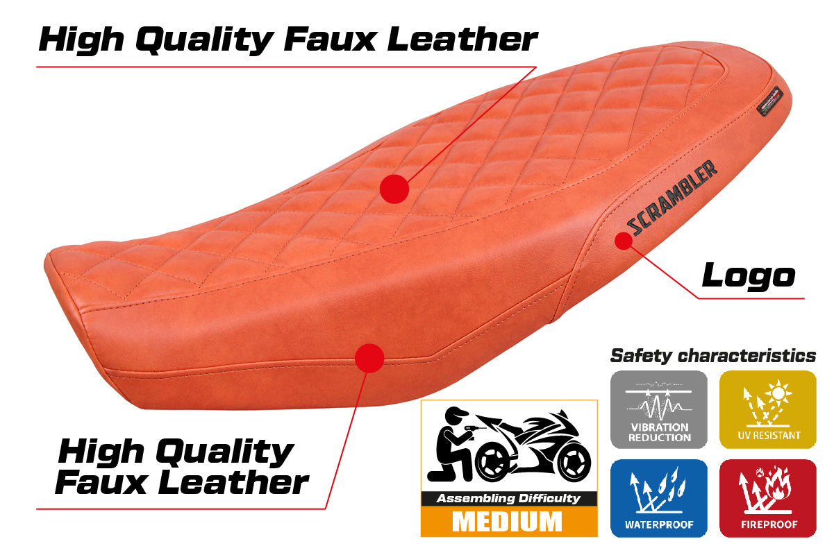 Ducati Scrambler 800 2023 Seat Cover Tappezzeria Brick Leather Look Diamond