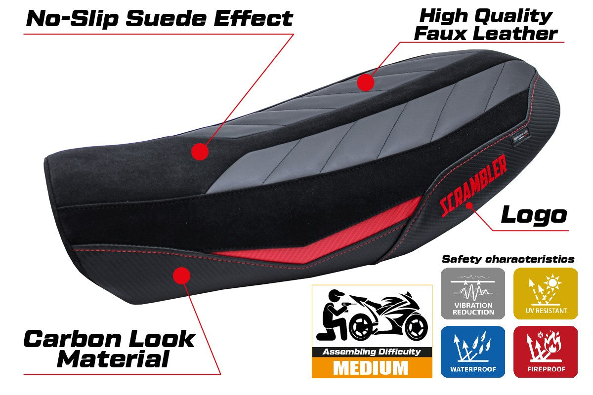 Ducati Scrambler Urban Motard 2022 2023 2024 Seat Cover Tappezzeria Red black