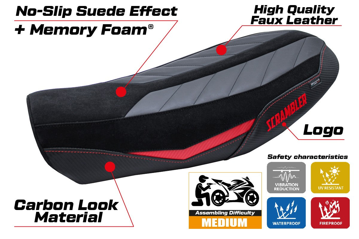 Ducati Scrambler Urban Motard 2022-2024 Seat Cover Tappezzeria Comfort Red Black
