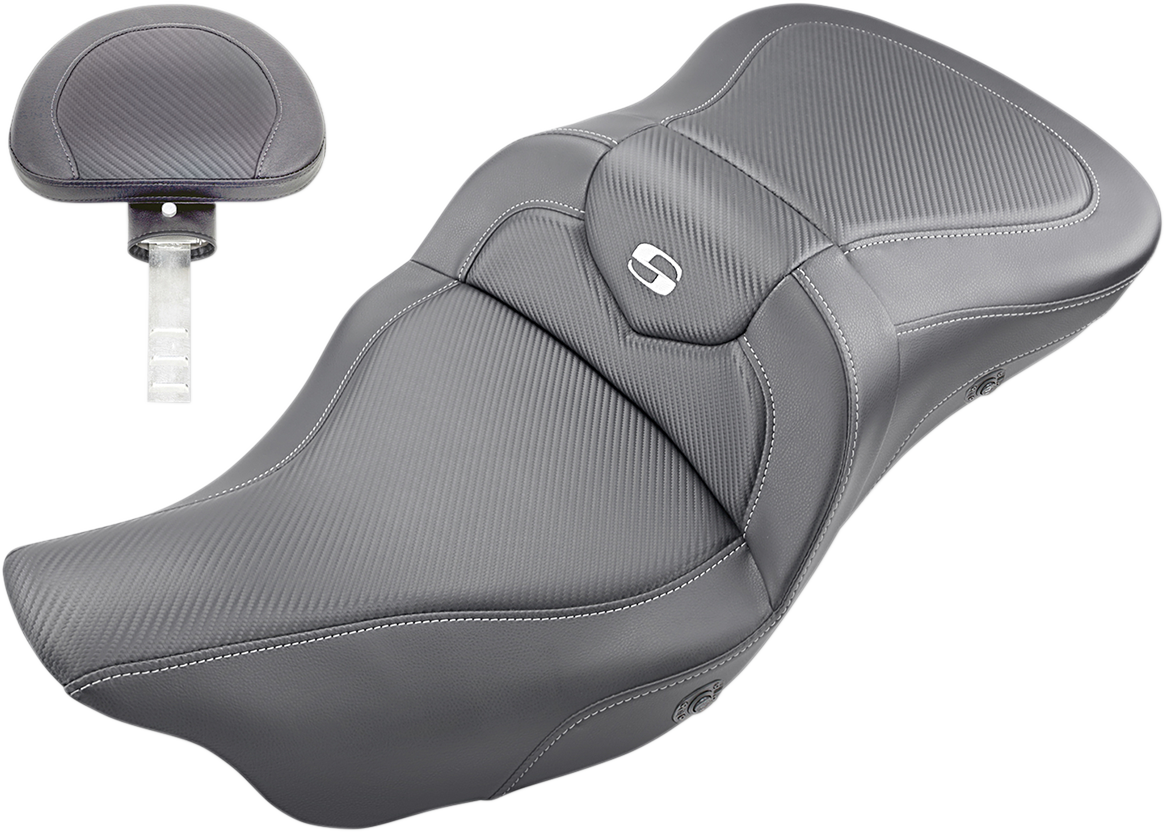 SADDLEMEN Extended Reach Road Sofa Seat - Carbon Fiber - Backrest - Heated - '08-'23 FL 808-07B-186BRHC