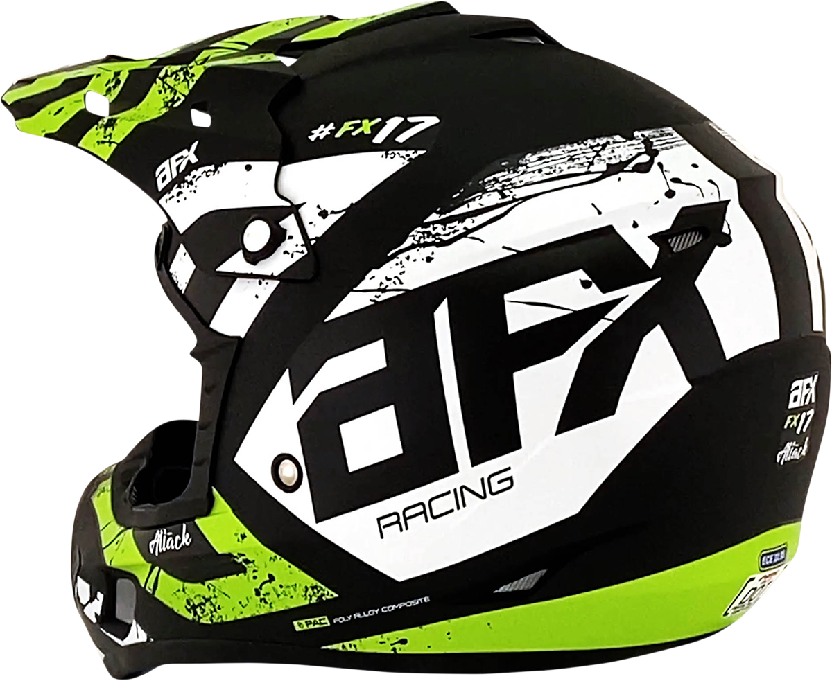 AFX FX-17 Motorcycle Helmet - Attack - Matte Black/Green - XS 0110-7178