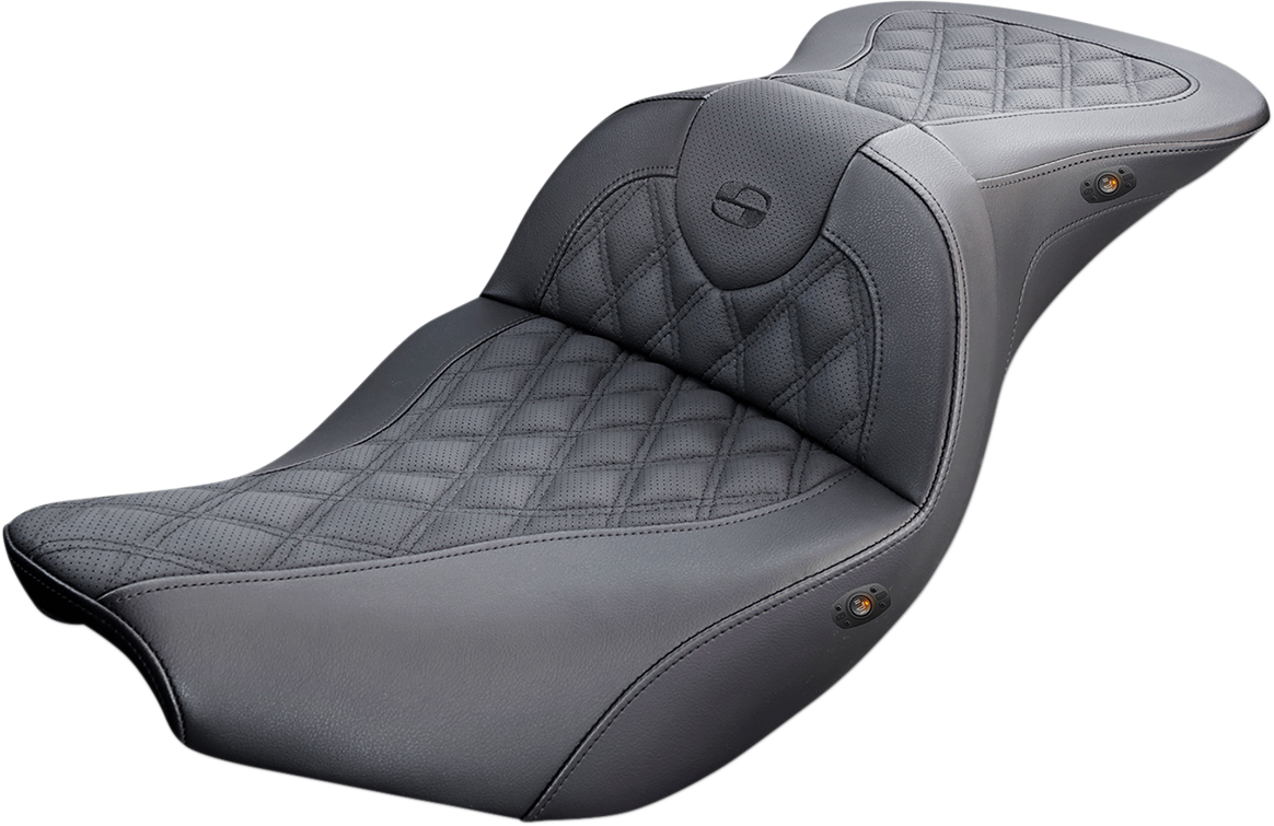 SADDLEMEN Roadsofa Seat - Full Lattice Stitch - Heated - Black - Indian I14-07-182HCT