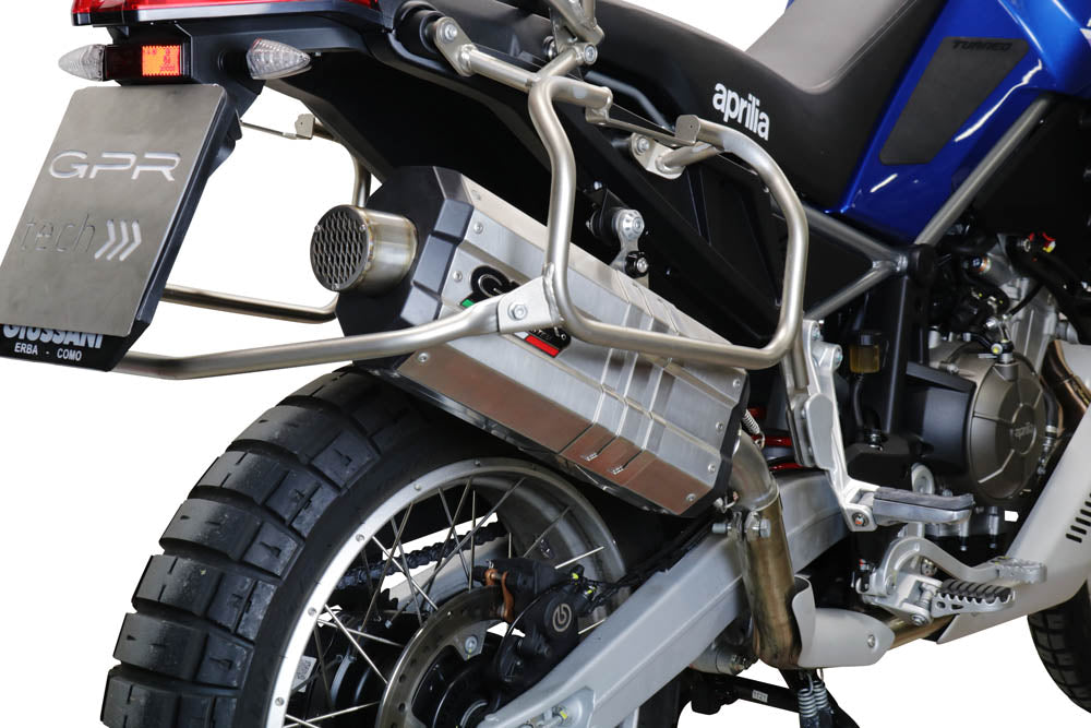 GPR Exhaust for Aprilia Tuareg 660 2021-2023, DUNE Titanium, Slip-on Exhaust Including Removable DB Killer and Link Pipe