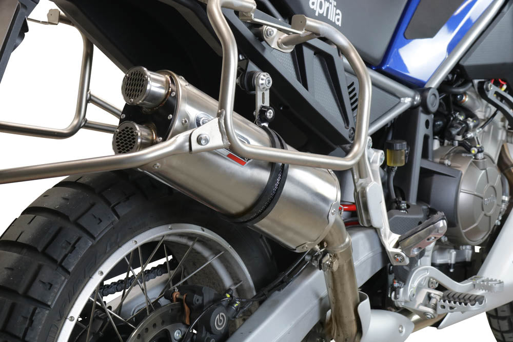 GPR Exhaust for Aprilia Tuareg 660 2021-2023, Dual Inox, Slip-on Exhaust Including Removable DB Killer and Link Pipe