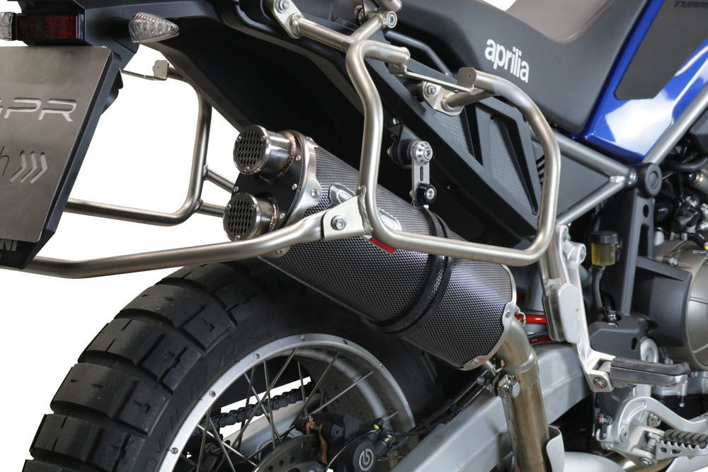 GPR Exhaust for Aprilia Tuareg 660 2021-2023, Dual Poppy, Slip-on Exhaust Including Removable DB Killer and Link Pipe